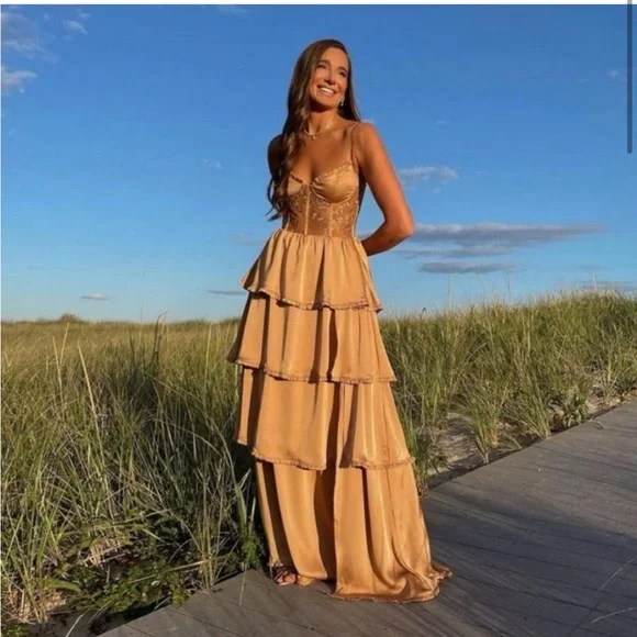 V. Chapman Desert Tan Layered Dress - Picture 9 of 12